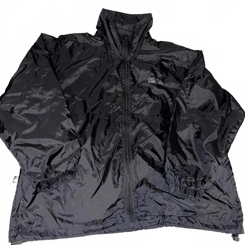 First Down Black Lightweight Windbreaker Jacket Men’s Large Athleisure Street